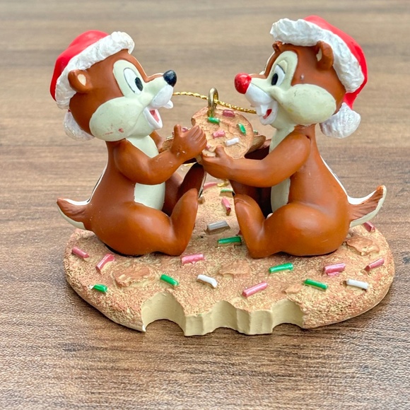 Disney Other - VINTAGE Disney Chip N Dale Chipmunks Sitting on Christmas Cookie Santa Ornament